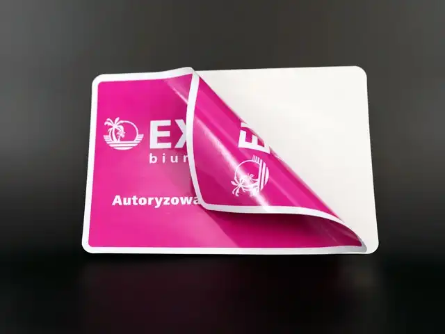 Naklejka dwustronna + wykrojnik przelotowy.