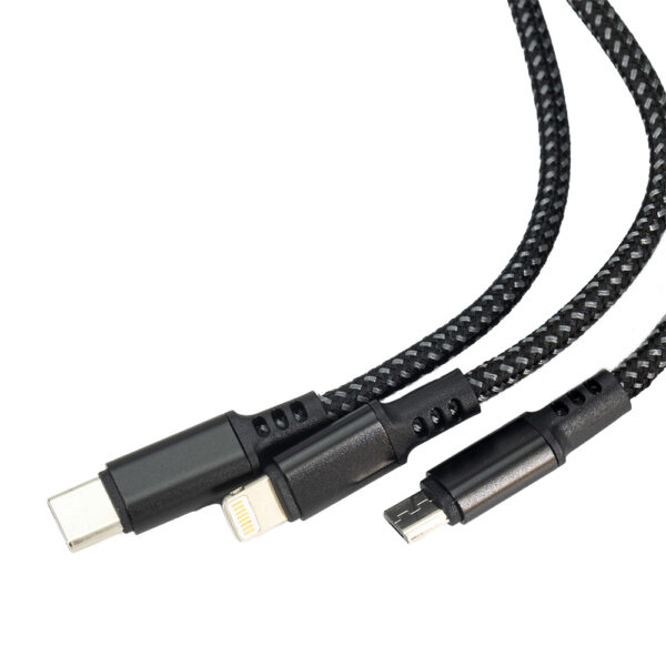 Kabel do ładowania 3w1 z podświetlanym logo Pierre Cardin Czarny