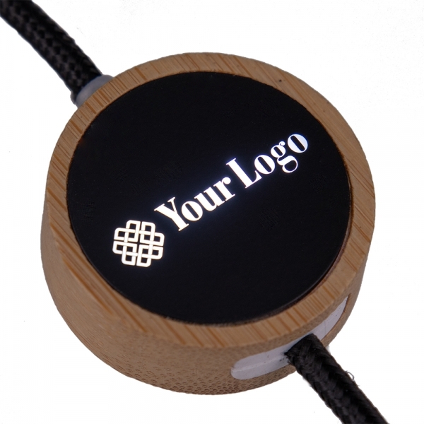 Długi drewniany kabel 4w1 z podświetlanym logo Beżowy