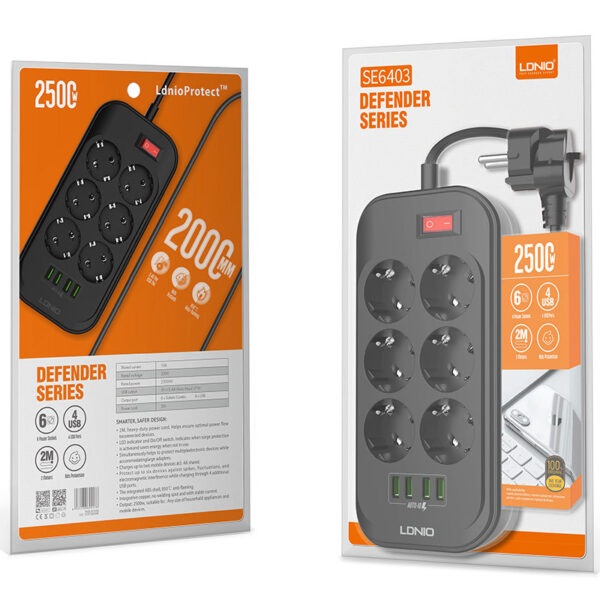Listwa zasilająca z USB Czarny