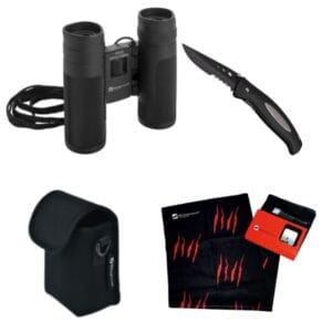 Zestaw lornetka, bandana, nóż CROSSET Schwarzwolf Czarny