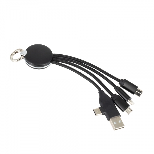 Kabel z podświetlanym logo 4w1, RXD-368 Czarny