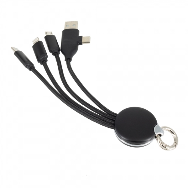 Kabel z podświetlanym logo 4w1, RXD-368 Czarny
