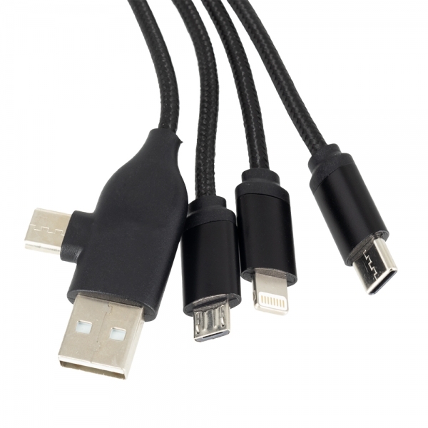 Kabel z podświetlanym logo 4w1, RXD-368 Czarny