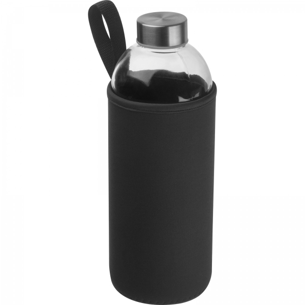 Butelka szklana z pokrowcem 1000 ml Czarny