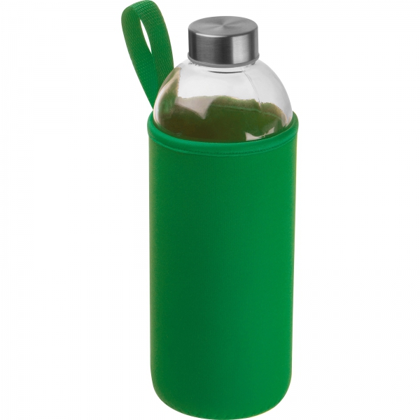 Butelka szklana z pokrowcem 1000 ml Zielony