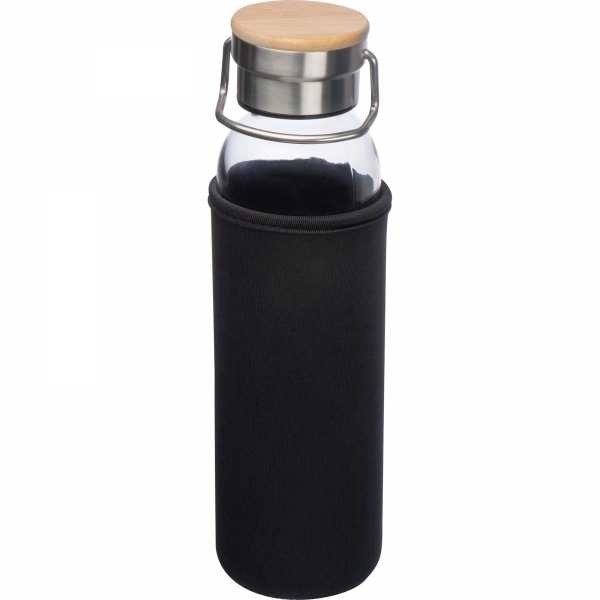 Butelka szklana z pokrowcem 600 ml Czarny