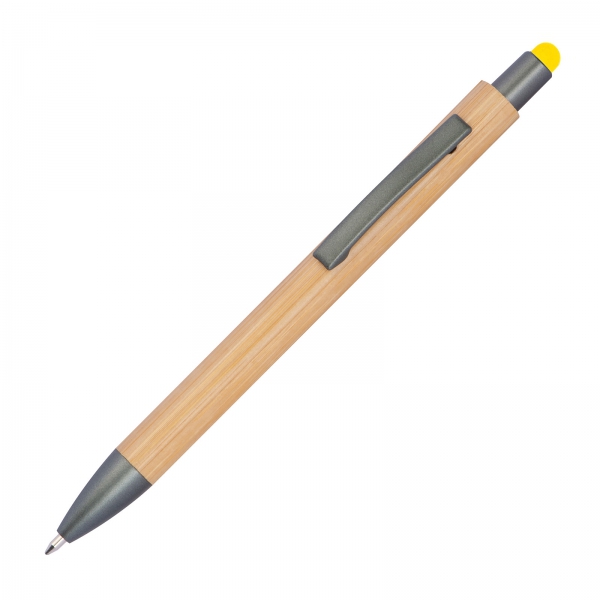 Długopis drewniany touch pen Żółty