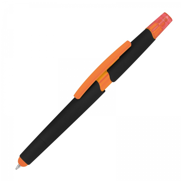 Długopis plastikowy z zakreślaczem touch pen Pomarańczowy