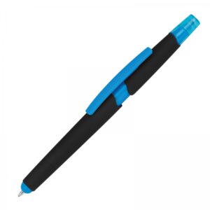 Długopis plastikowy z zakreślaczem touch pen Jasnoniebieski