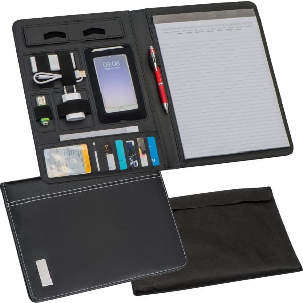 Folder A4 z notatnikiem w linie Czarny
