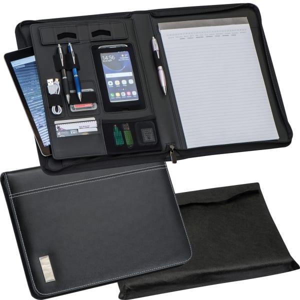 Folder A4 z notatnikiem w linie i kieszenią na tablet Czarny