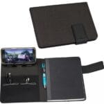 Folder A5 z notatnikiem w linie i power bankiem 4000 mAh Niebieski