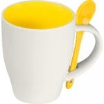 Kubek ceramiczny z łyżeczką 250 ml Żółty