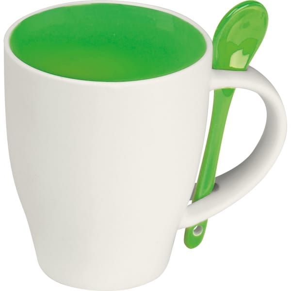 Kubek ceramiczny z łyżeczką 250 ml Zielony
