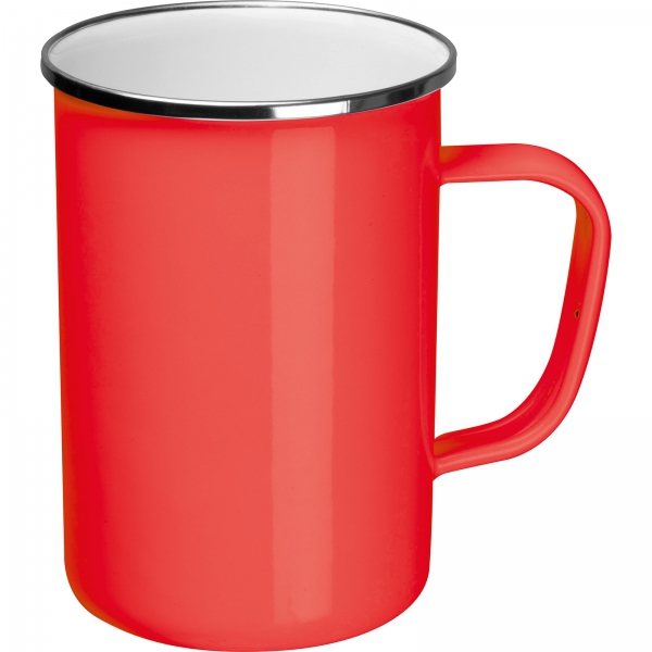 Kubek metalowy emaliowany 550 ml Czerwony