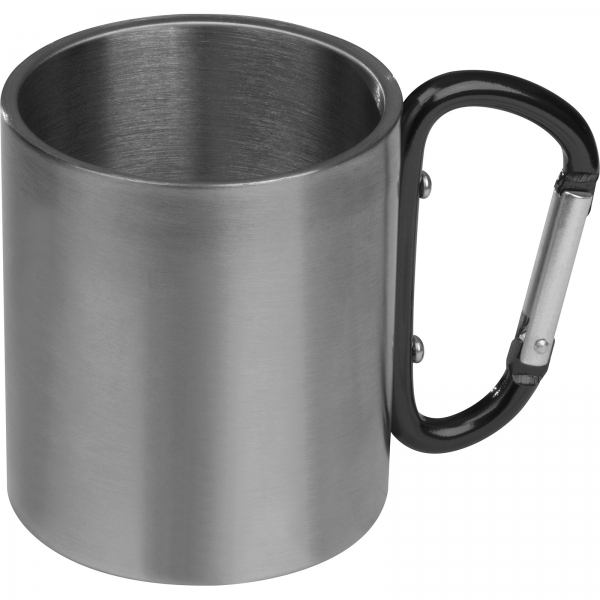 Kubek metalowy z karabińczykiem 200 ml Czarny