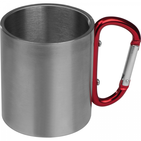 Kubek metalowy z karabińczykiem 200 ml Czerwony