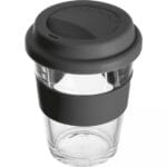 Kubek szklany z pokrywką 300 ml Czarny
