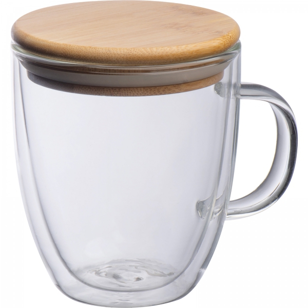 Kubek szklany z pokrywką 350 ml Przeźroczysty