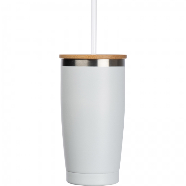 Kubek termiczny ze słomką 500 ml Biały