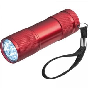 Latarka metalowa 9 LED Czerwony