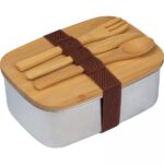 Lunch box ze sztućcami Beżowy