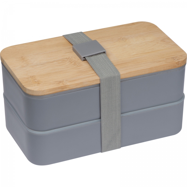 Lunch box ze sztućcami Szary