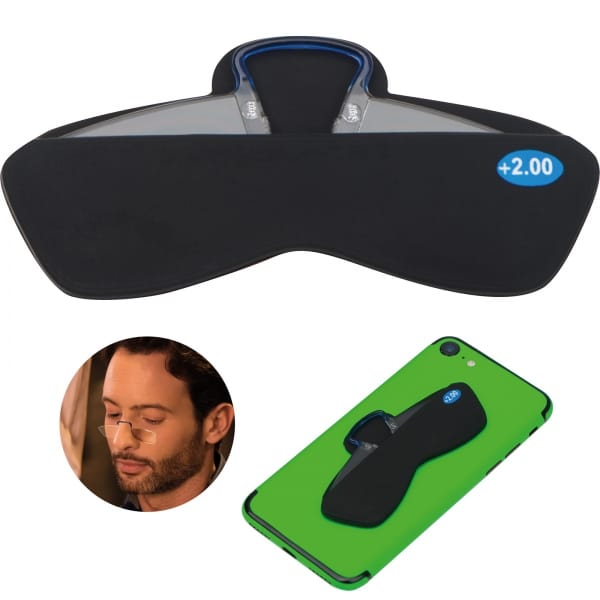 Okulary +2.00 z etui do smartfona Czarny