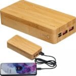 Power bank 20000 mAh bambusowy Beżowy