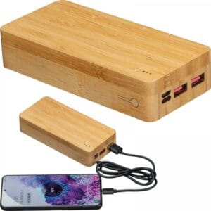 Power bank 20000 mAh bambusowy Beżowy
