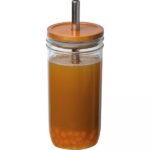Szklanka z pokrywką i słomką 650 ml Przeźroczysty