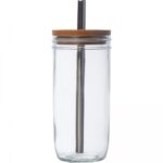 Szklanka z pokrywką i słomką 650 ml Przeźroczysty